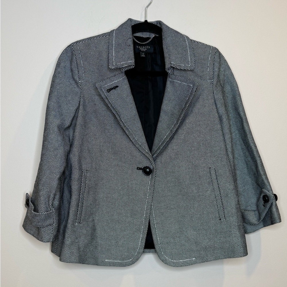 🔥 Talbots Gray Women's Blazer Sz Petite 6 Excellent Condition 🔥